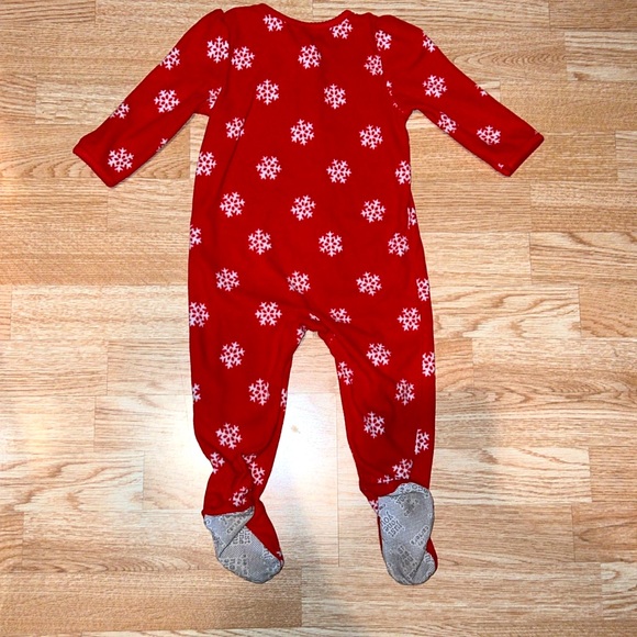 Just One You by Carters Red Snowflake and Deer Footed Pajamas Size 18 Months - Picture 4 of 4